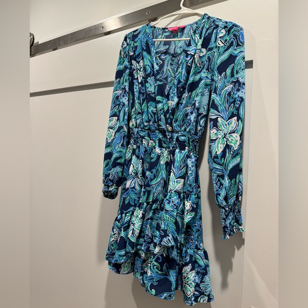 Lilly Pulitzer Blue and Green Floral Dress